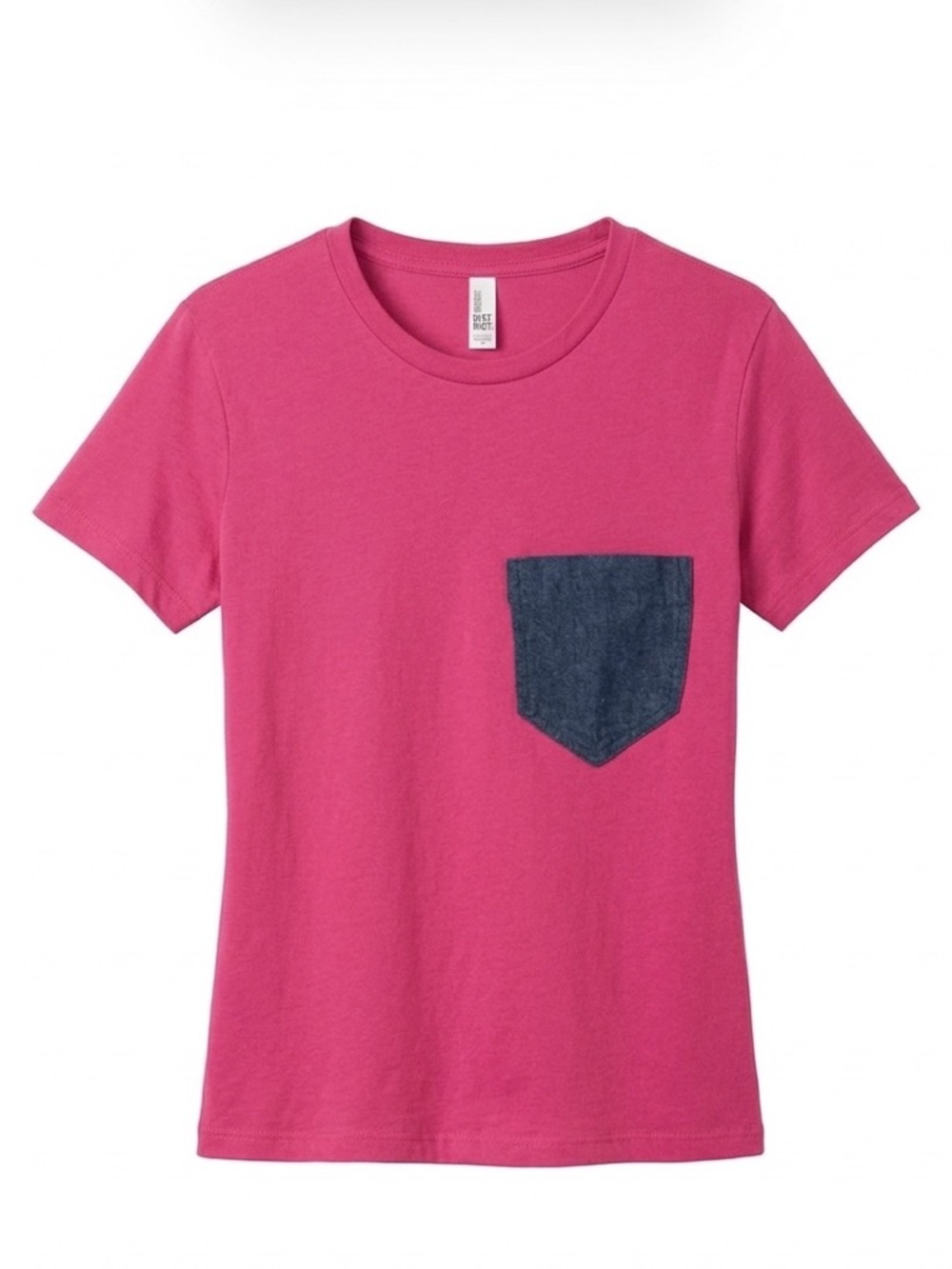Soft Pink Tee With Denim Pocket - Size Medium ( Brand New) 100% Cotton